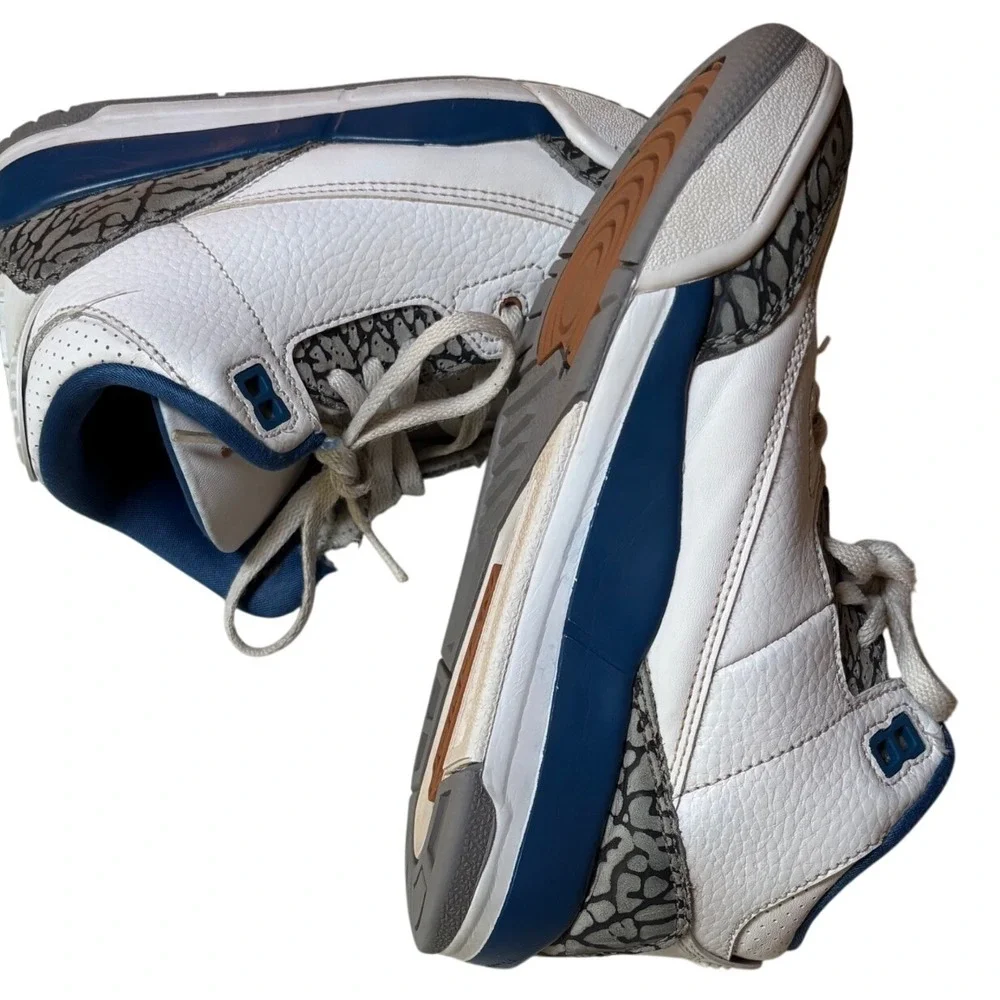 Nike Air Jordan 3‎ Retro Wizards DMO 966-148 White Youth Sneaker Size 1.5Y EUC